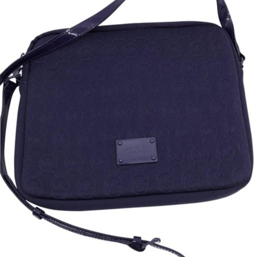 Michael Kors Dark Purple Scuba Tote Bag Over Logo - Picture 1 of 8